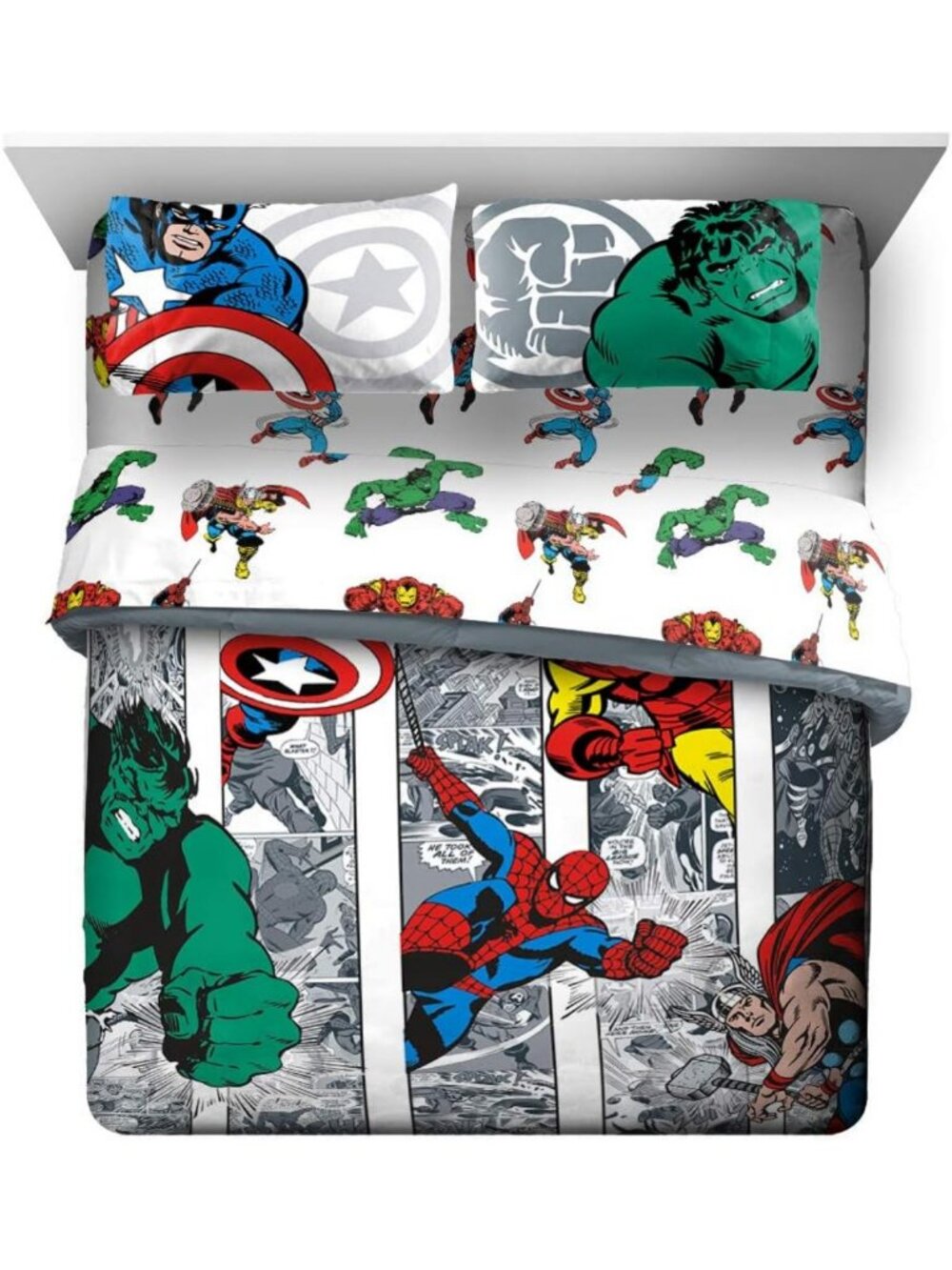 Superhero Avengers 7-Piece Comforter Set - Soft Boys Bedding, Multi-Color Design
